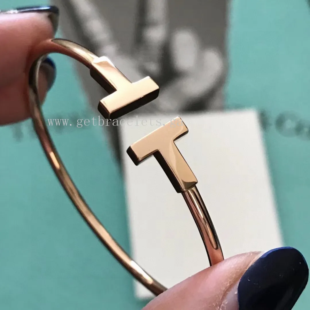 Tiffany T Wide Wire Bracelet in Yellow Gold/Rose Gold/White Gold