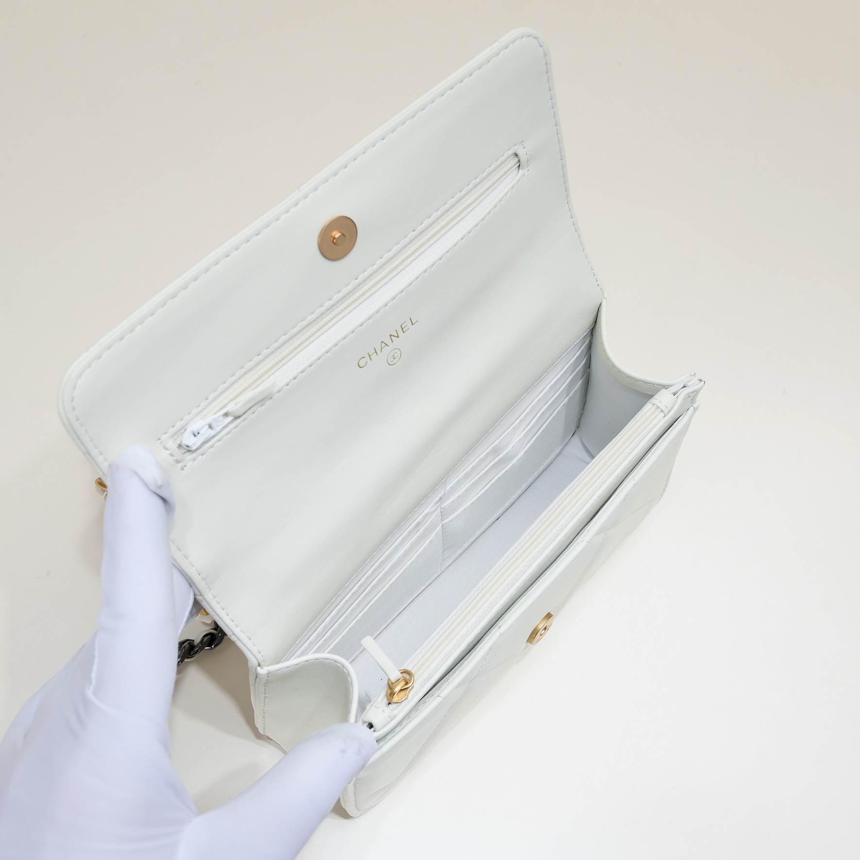 Chanel Woc 3 Colour Metallic Mixed Strap Shoulder Bag Handbag