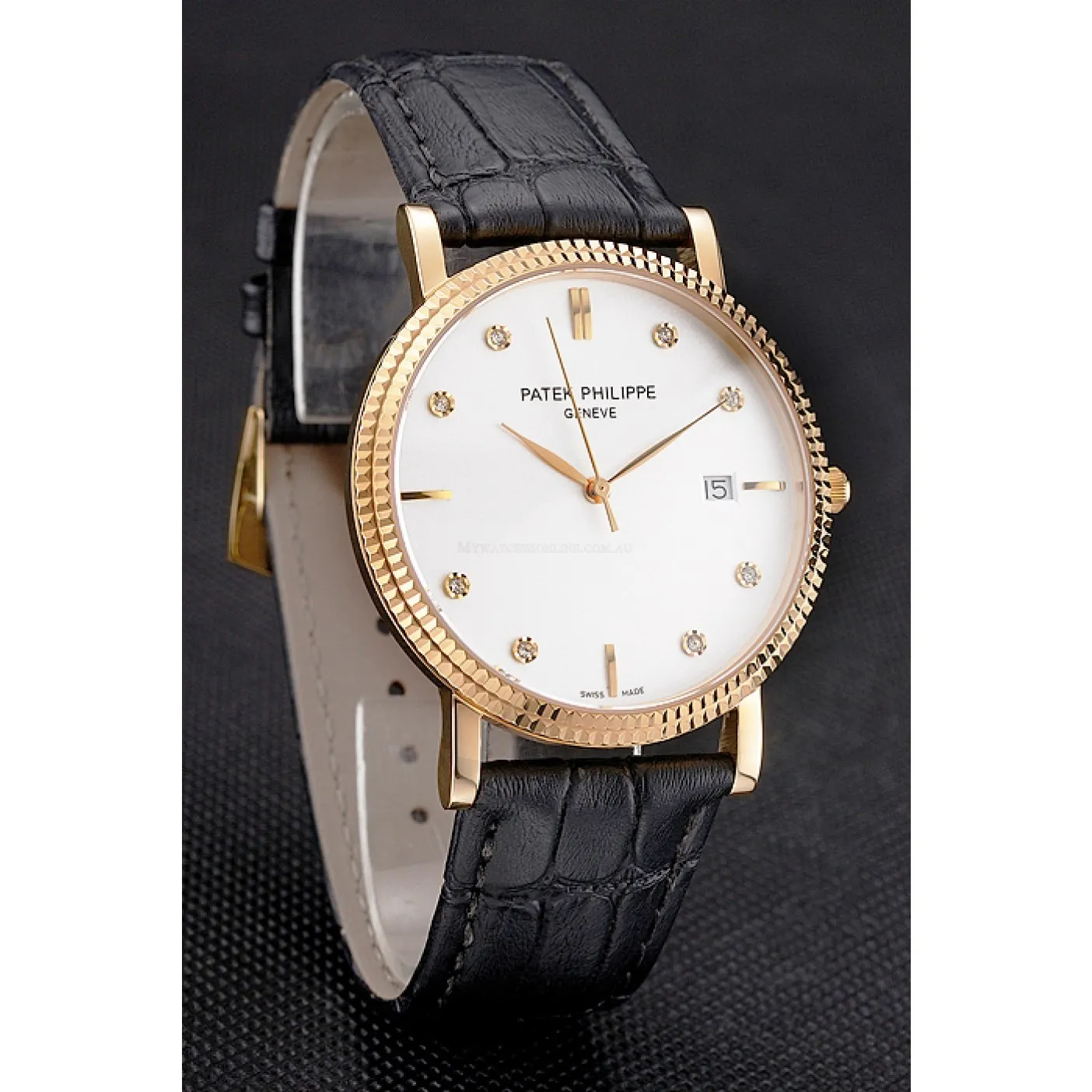 Calatrava Dial White 40 mm, Yellow Gold Plated