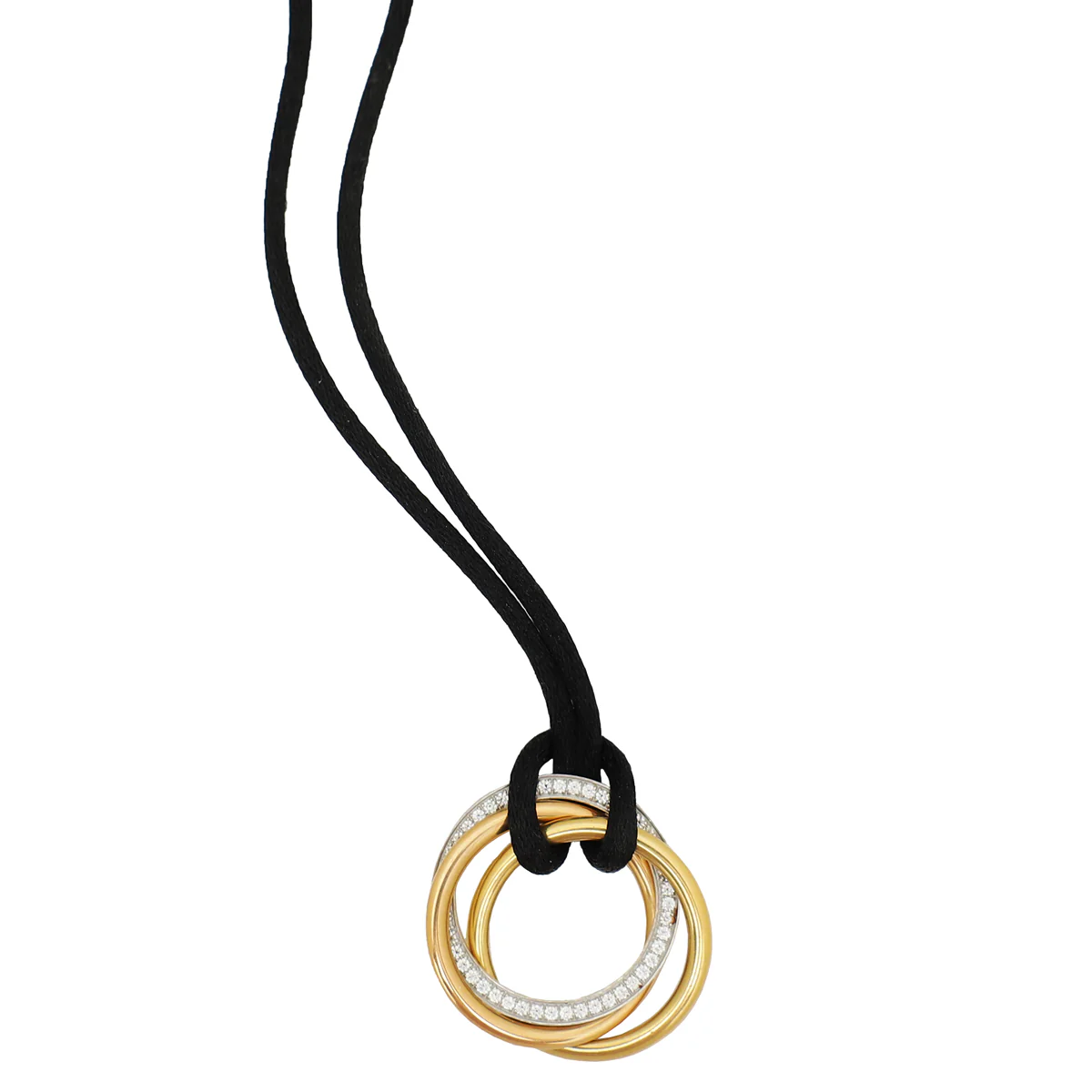 Cartier 18K Trinity Gold Diamond Cord Pendant Necklace