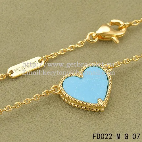 Van Cleef Arpels Sweet Alhambra Heart Pendant Yellow Gold With Turquoise Mother Of Pearl