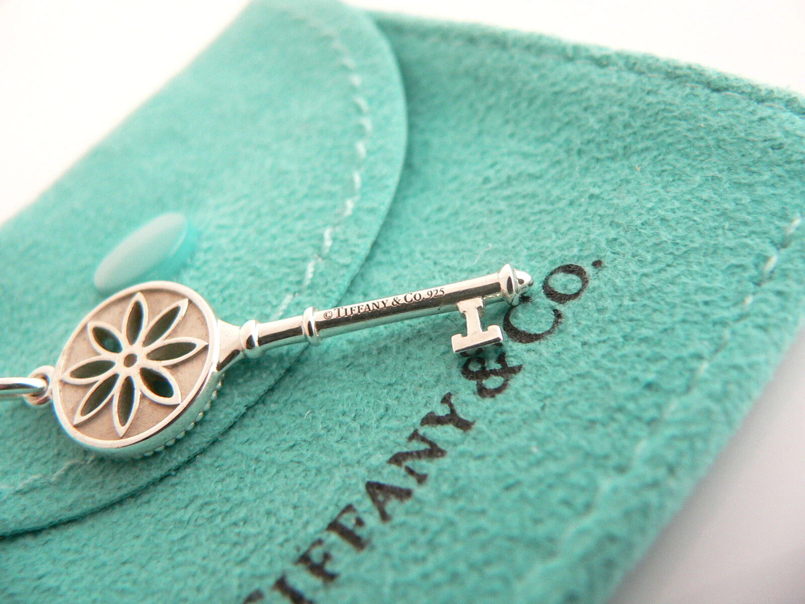 Tiffany Co Diamond Daisy Key Necklace Nature Pendant 18 In Chain Silver Gift Art