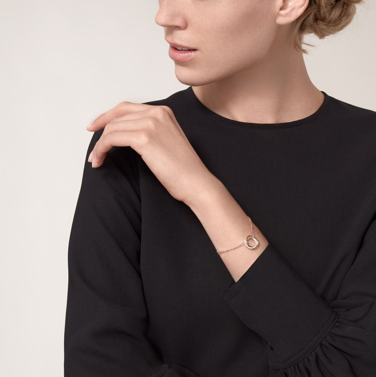 Cartier Triple Ring Tricolor Bracelet with Diamonds