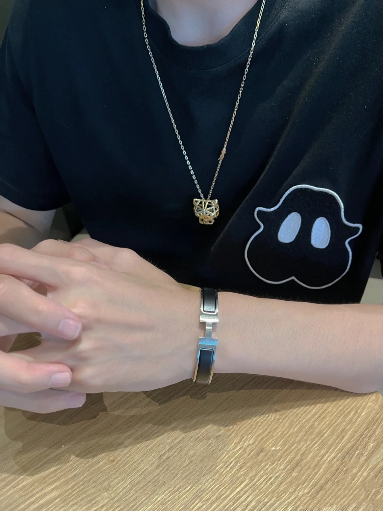 Hermes Matte White Black Warrior Bracelet Replica