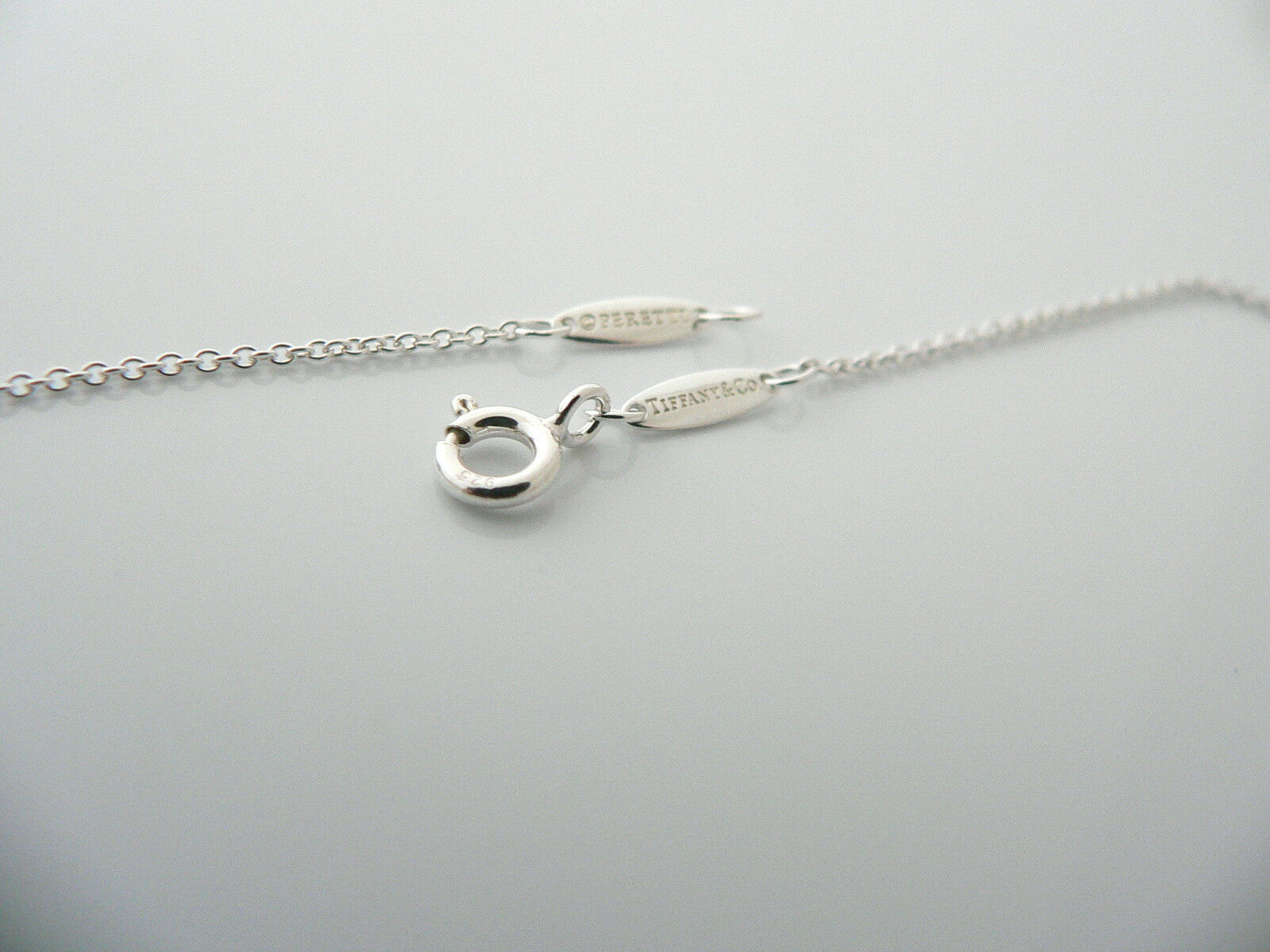 Tiffany & Co Silver Peretti Small Bean Necklace Pendant Charm Chain Gift Love