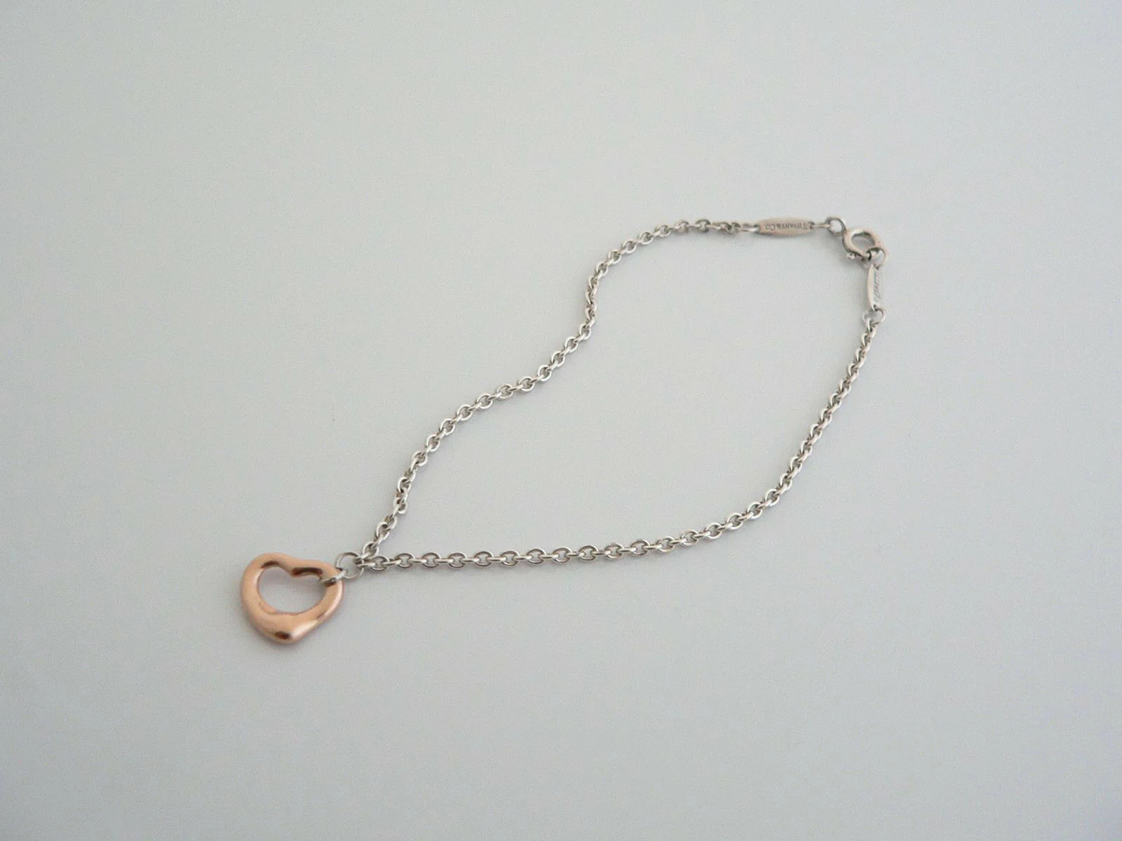 Tiffany & Co Silver 18K Gold Peretti Open Heart Bracelet Bangle Gift Love