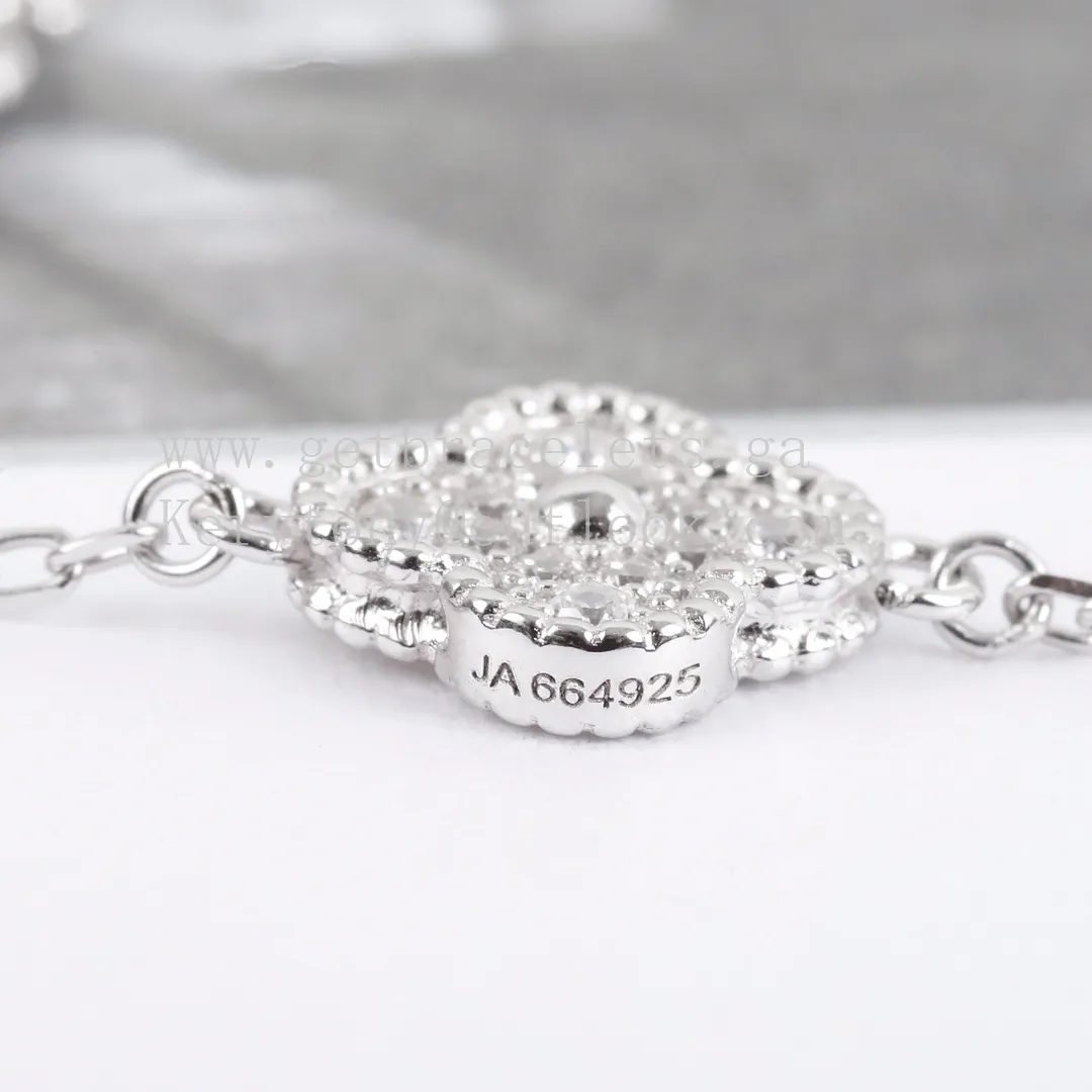 Van Cleef Arpels Sweet Alhambra Bracelet 6 Motifs White Gold With Pave Diamonds