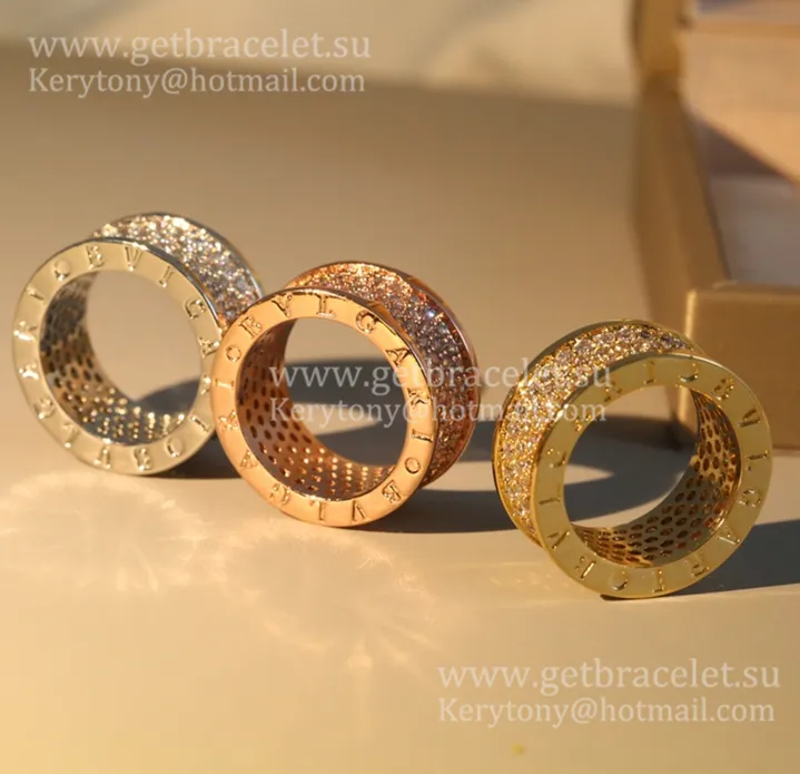 B.zero1 4-Band Ring Pink Gold with Pave Diamonds