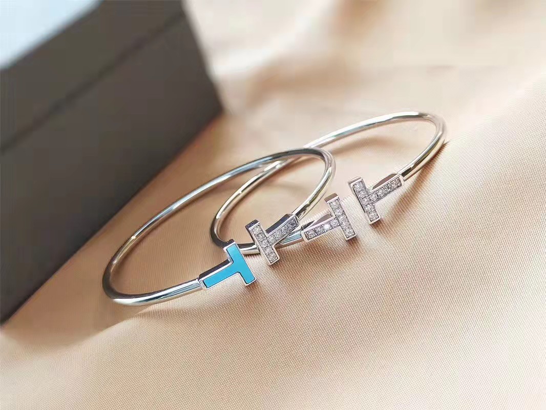 Tiffany T Diamond Wire Bracelet white Gold