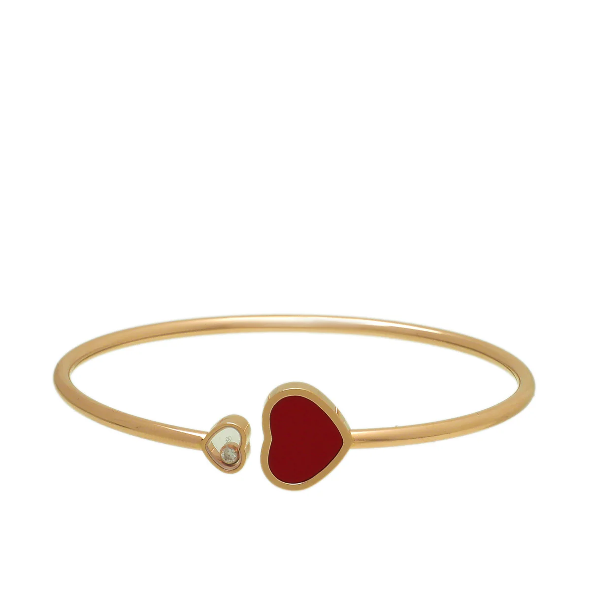 Chopard 18K Rose Gold Carnelian Diamond Happy Hearts Bracelet