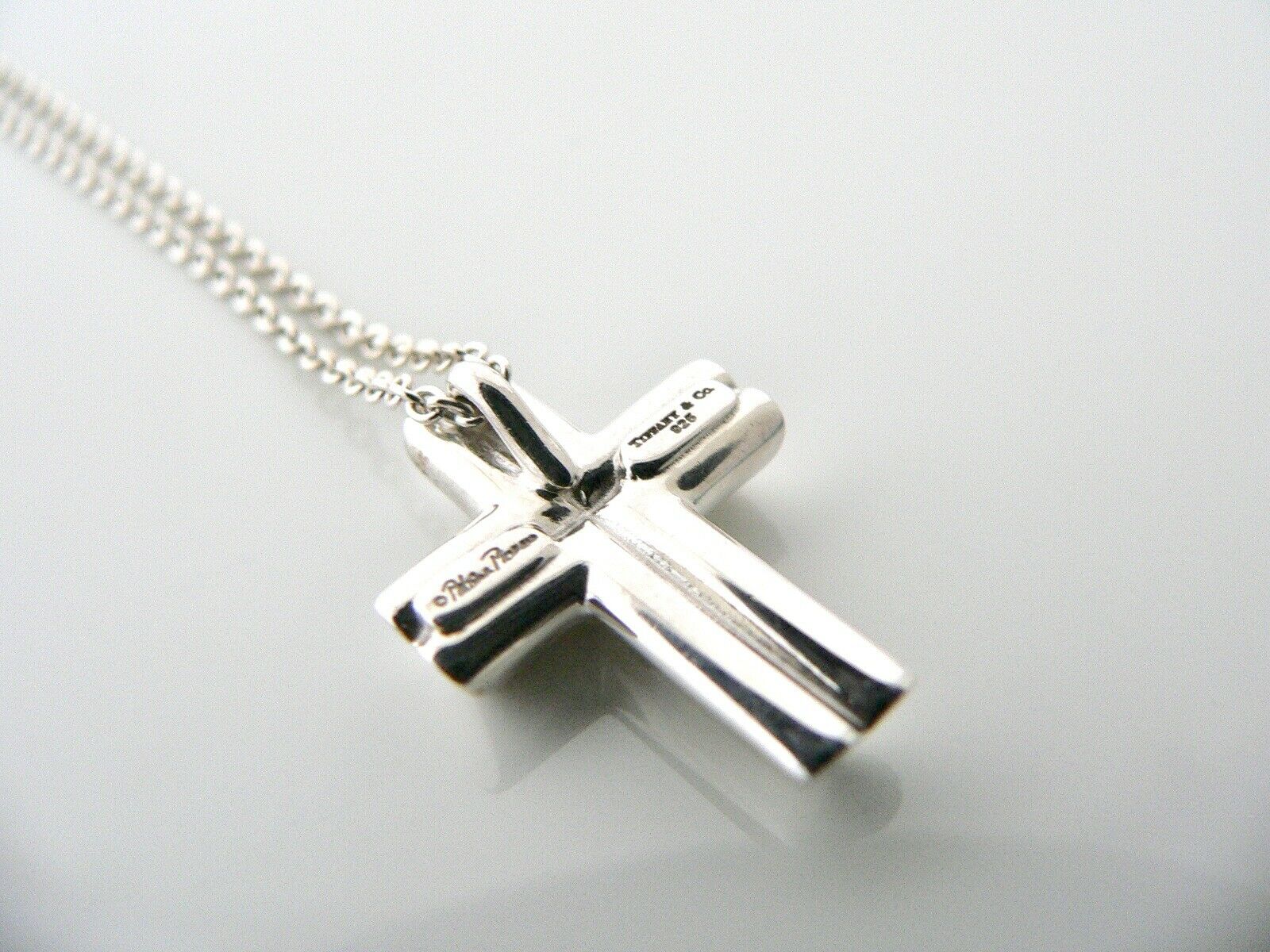Tiffany & Co Large Tenderness Cross Necklace Pendant Charm Gift Silver 18 Inch