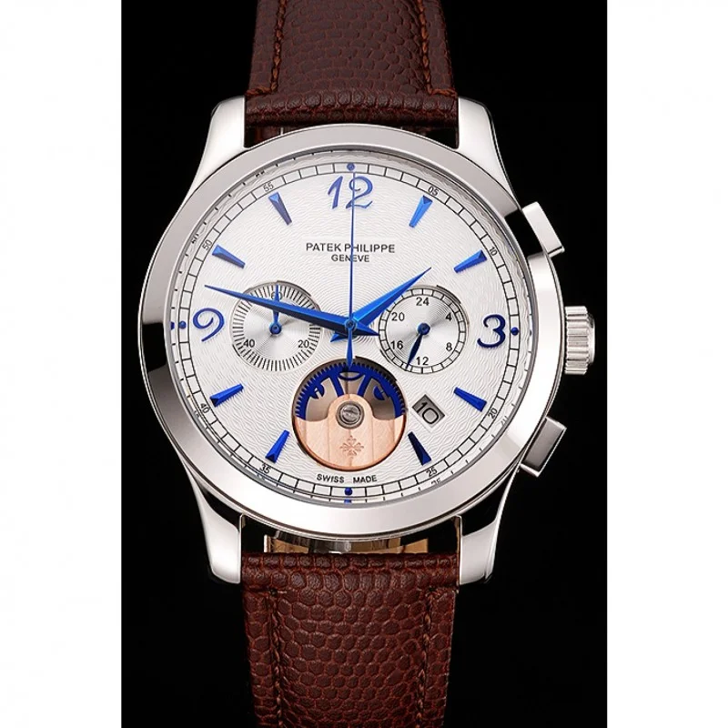 Chronograph White Guilloche Dial White 43 mm, Stainless Steel