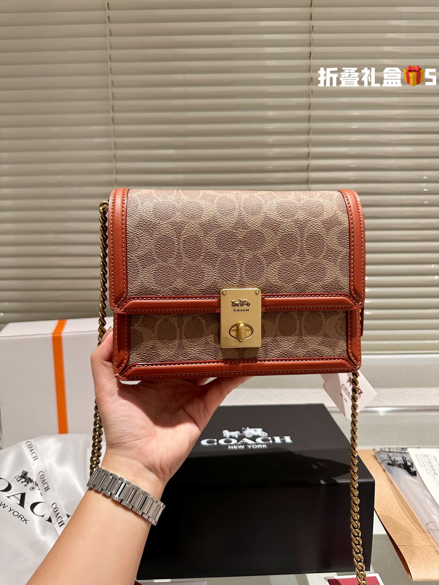 COACH HUTTON Chain Bag 003 LLS091 21cm