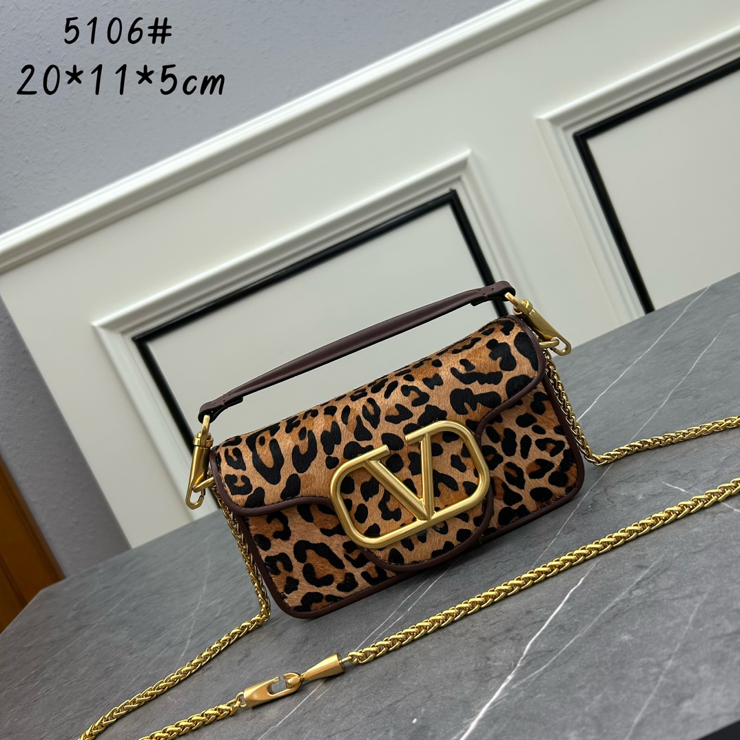 Valentino leopard print Locò calfskin Crossbody bag 5106#