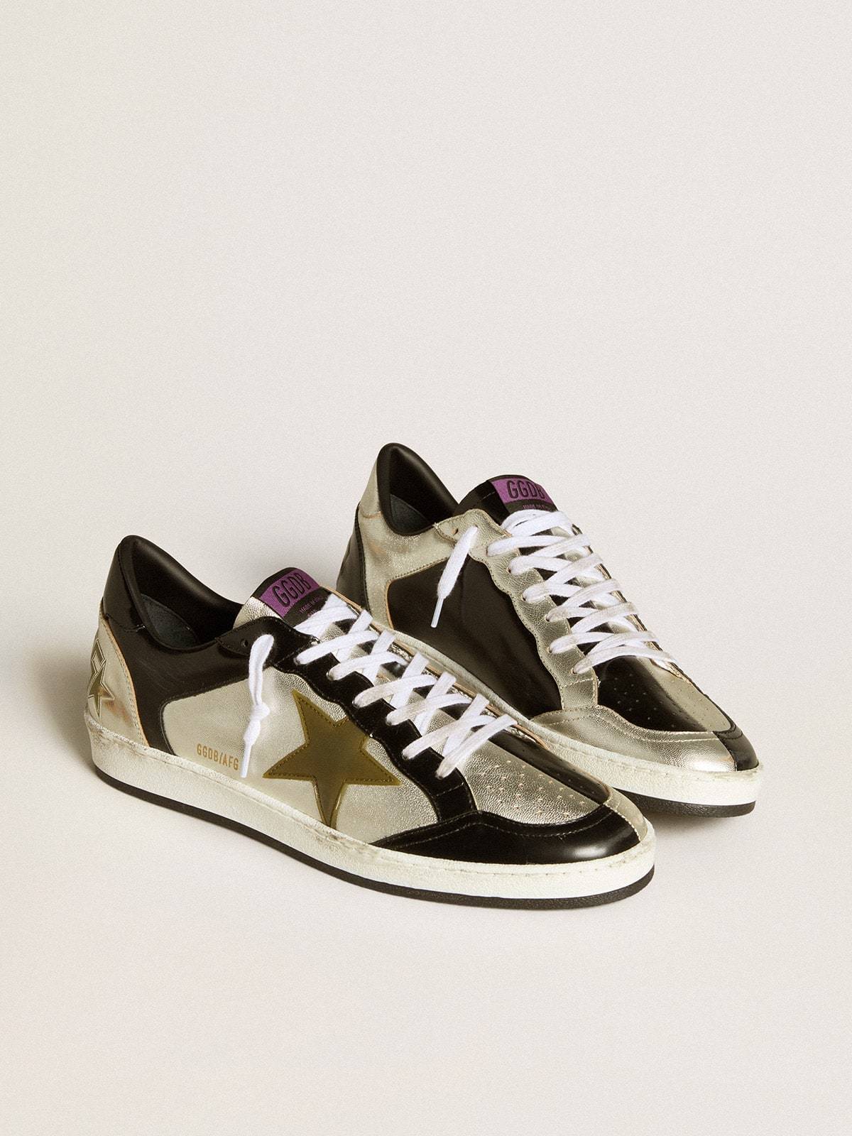 Golden Goose GGDB Men's Ball Star LAB in silver leather with brown leather star and black heel tab