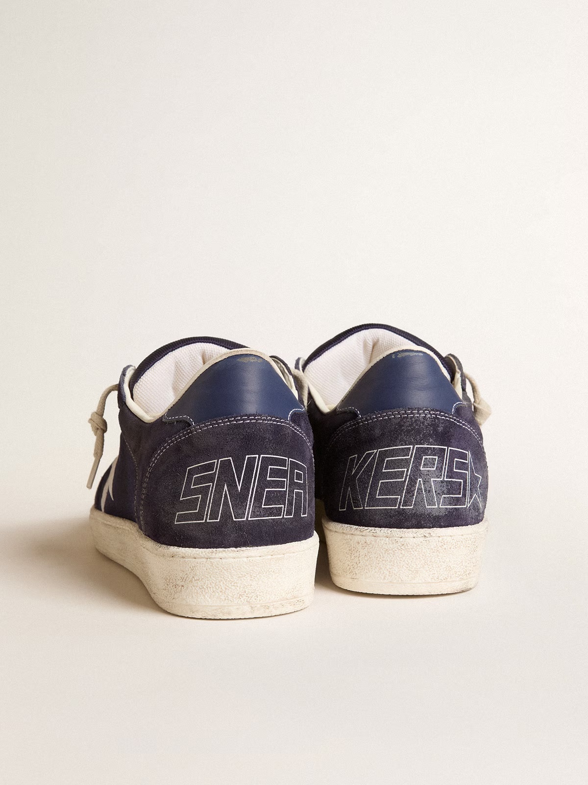 Golden Goose GGDB Ball Star LTD in blue suede and nylon with white star and blue heel tab