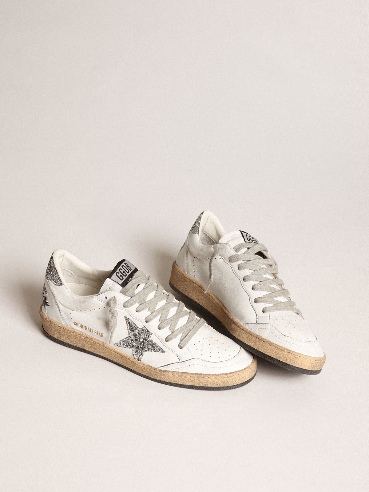 Golden Goose GGDB Women's Ball Star in nappa with white star and glitter heel tab