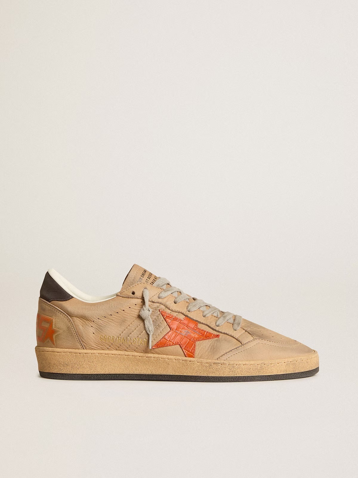 Golden Goose GGDB Ball Star in beige nubuck with croc-print leather star and nubuck heel tab