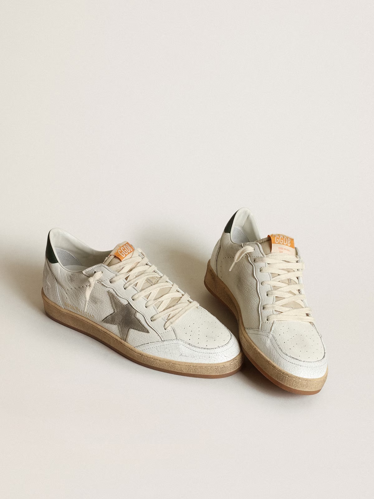 Golden Goose GGDB Men's Ball Star in white nappa with dove gray suede star