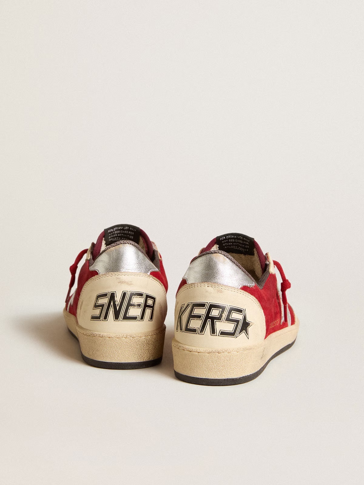 Golden Goose GGDB Ball Star in burgundy suede with silver leather star and heel tab