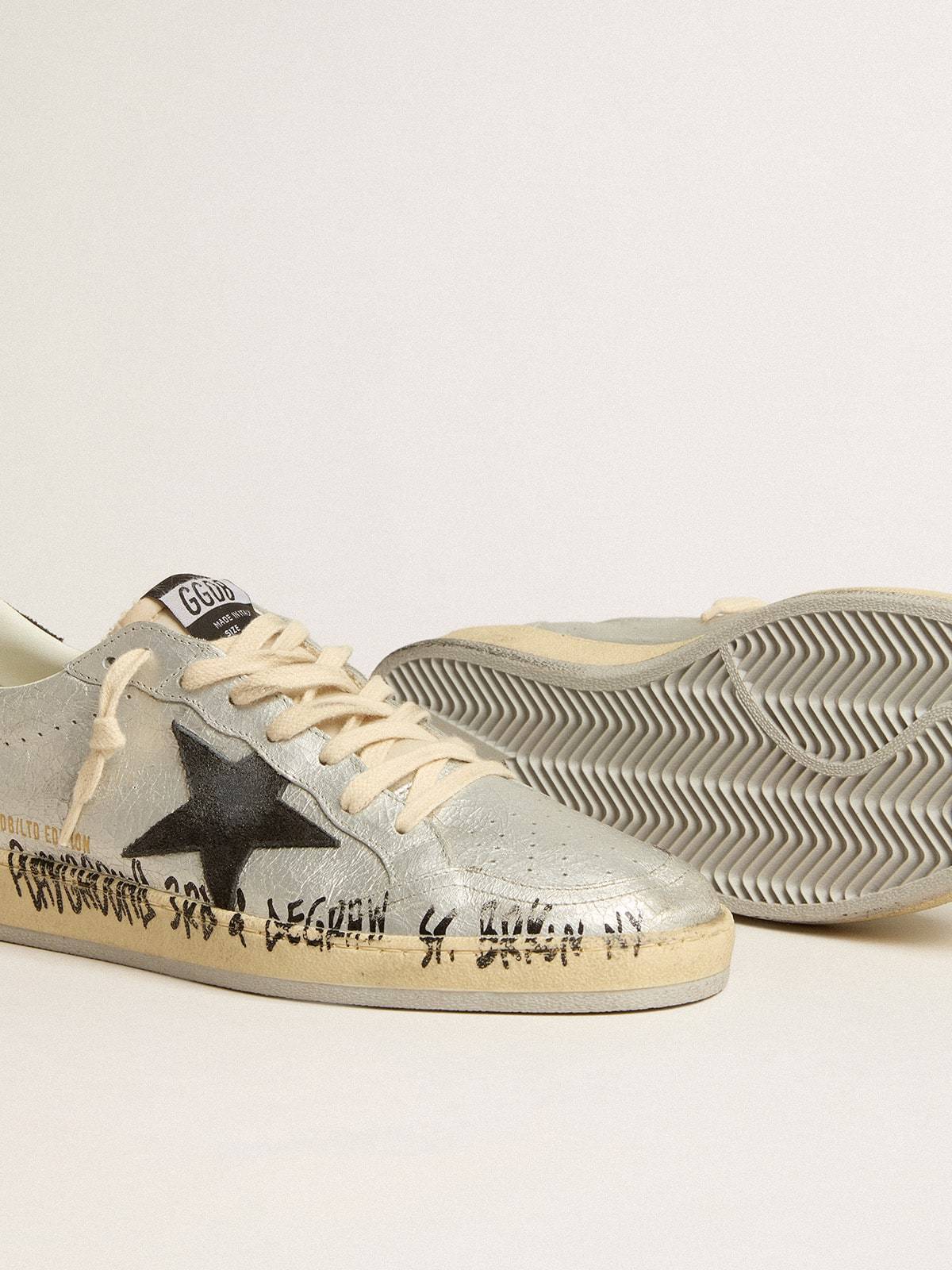 Golden Goose GGDB Ball Star LTD in silver leather with gray suede star and heel tab