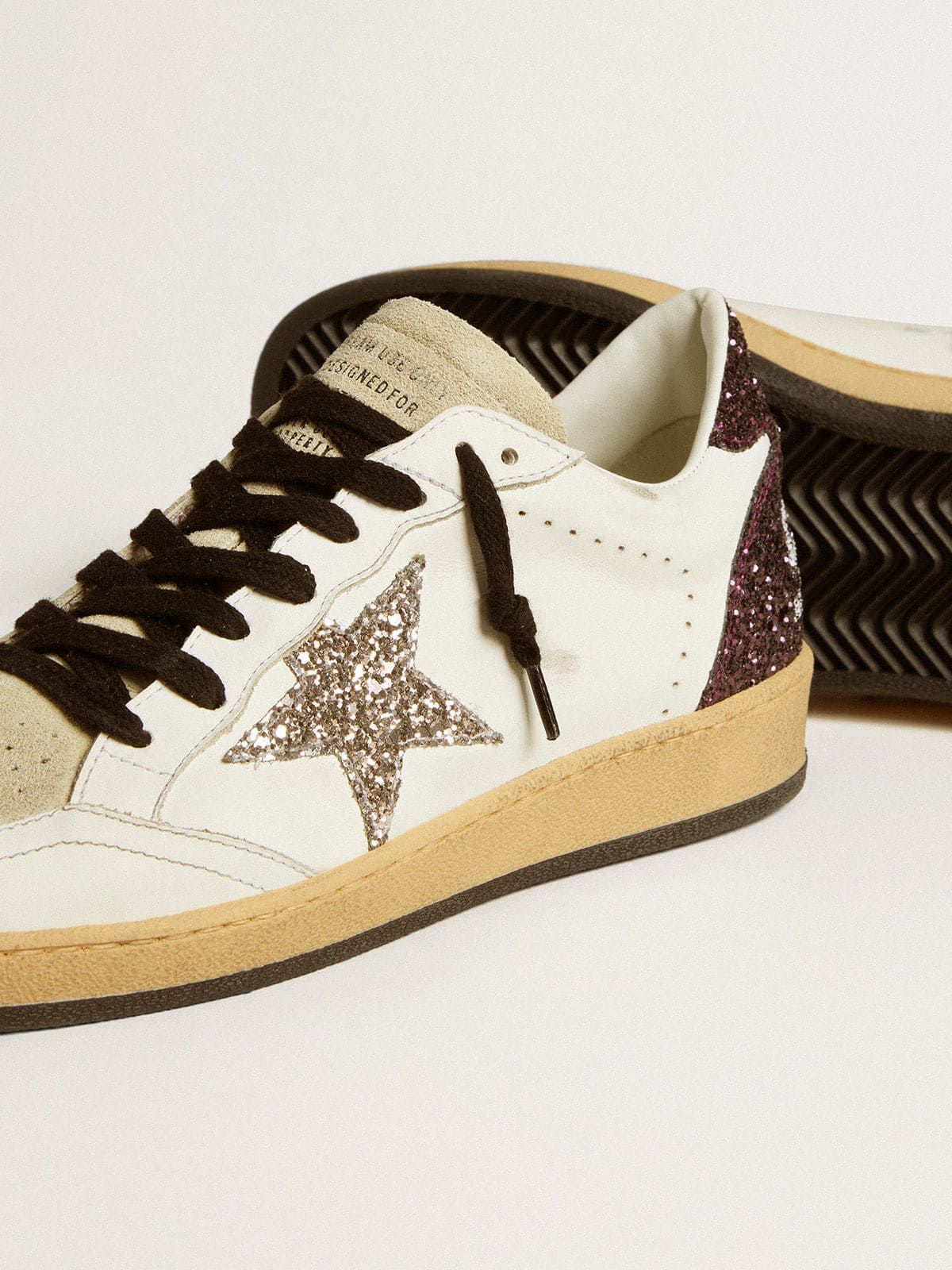 Golden Goose GGDB Women's Ball Star in leather and suede with glitter star and heel tab