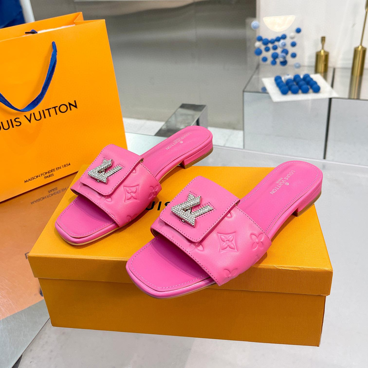 Louis Vuitton LV Comfortable Leather Flip-fFops  Slide Sandal (Replica)