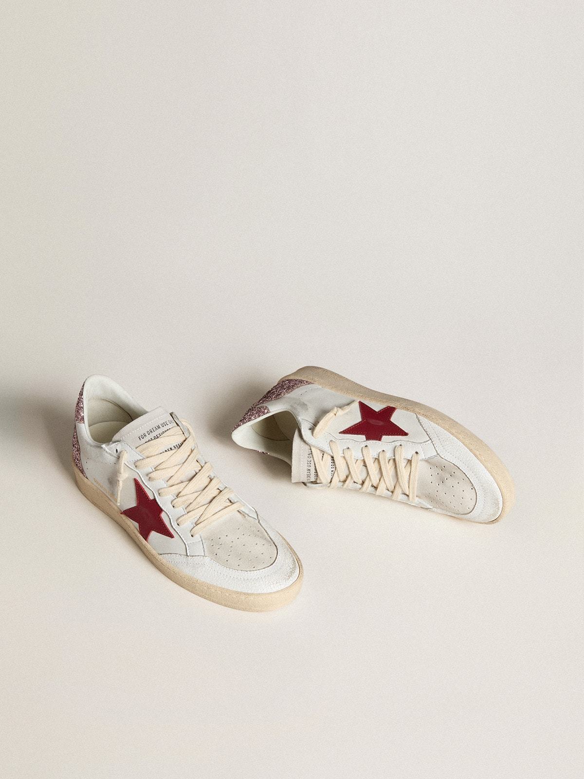 Golden Goose GGDB Women's Ball Star LTD with red leather star and pink glitter heel tab