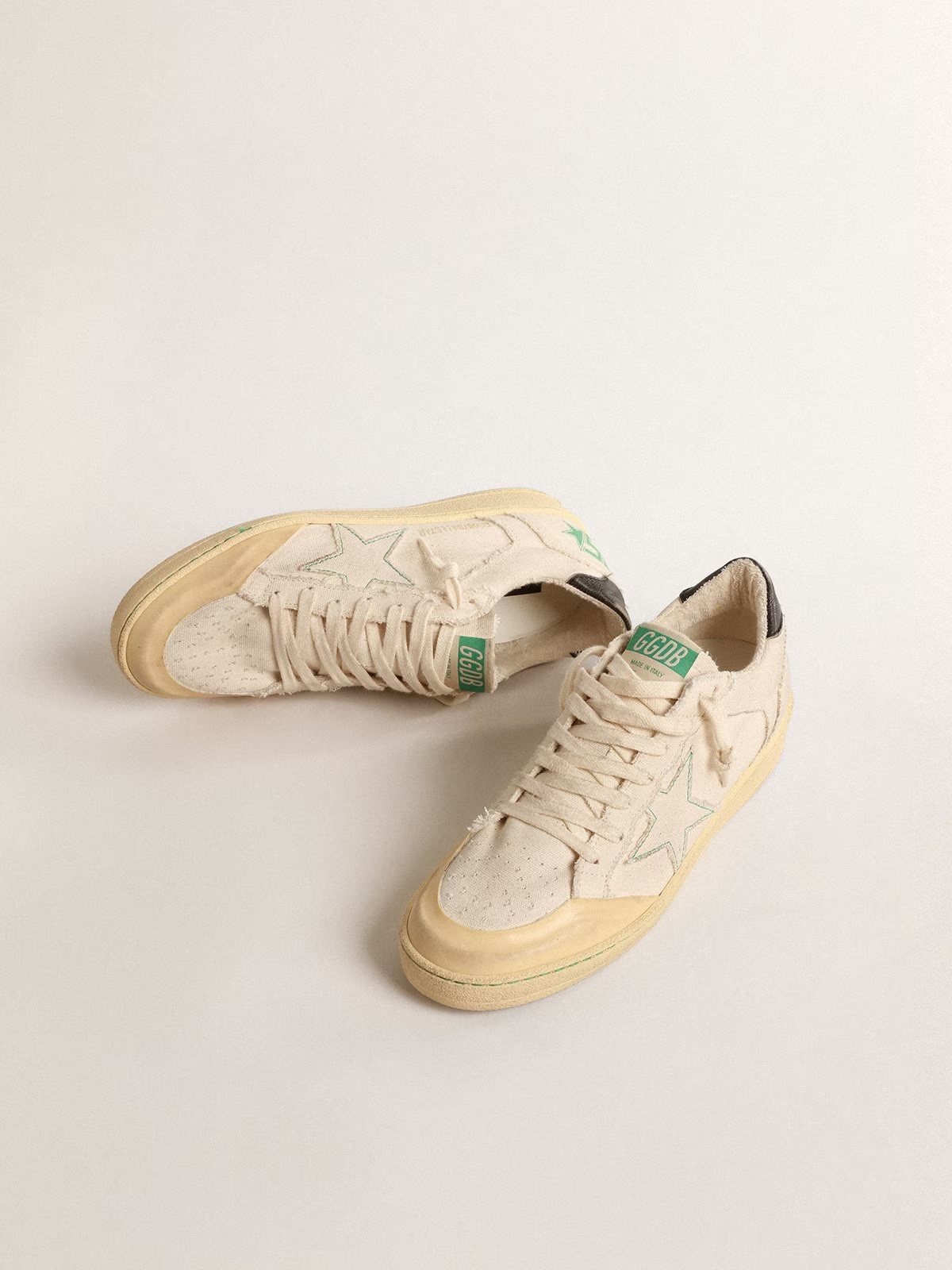 Golden Goose GGDB Ball Star LTD with vanilla canvas star and leather heel tab