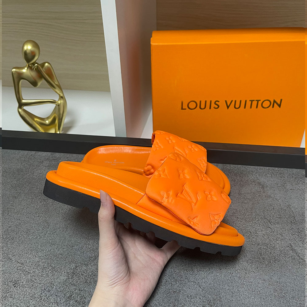 Louis Vuitton LV Pool Pillow Fabric Flat Slide  Sandals  (Replica)
