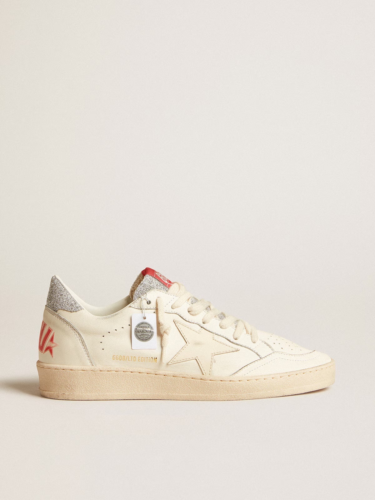 Golden Goose GGDB Men's Ball Star LTD in nappa with white star and Swarovski crystal heel tab