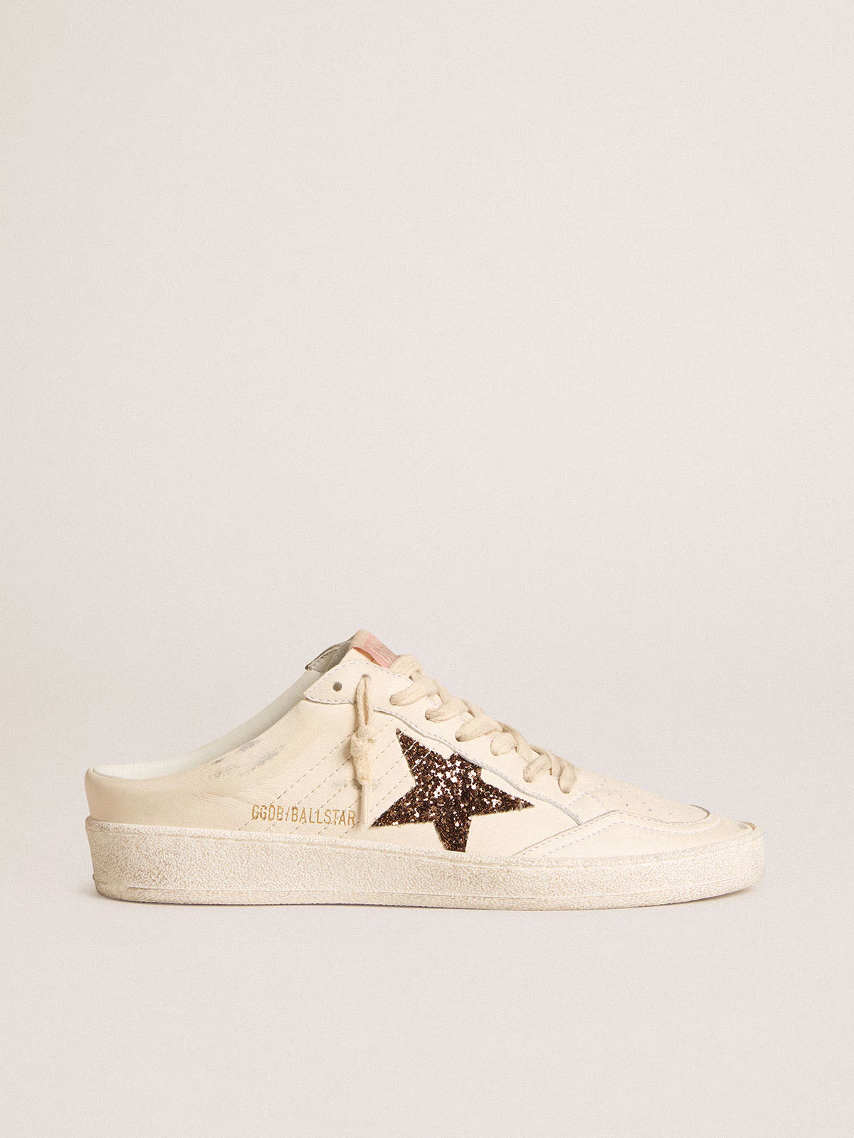 Golden Goose GGDB Ball Star Sabots in ivory nappa with bronze glitter star