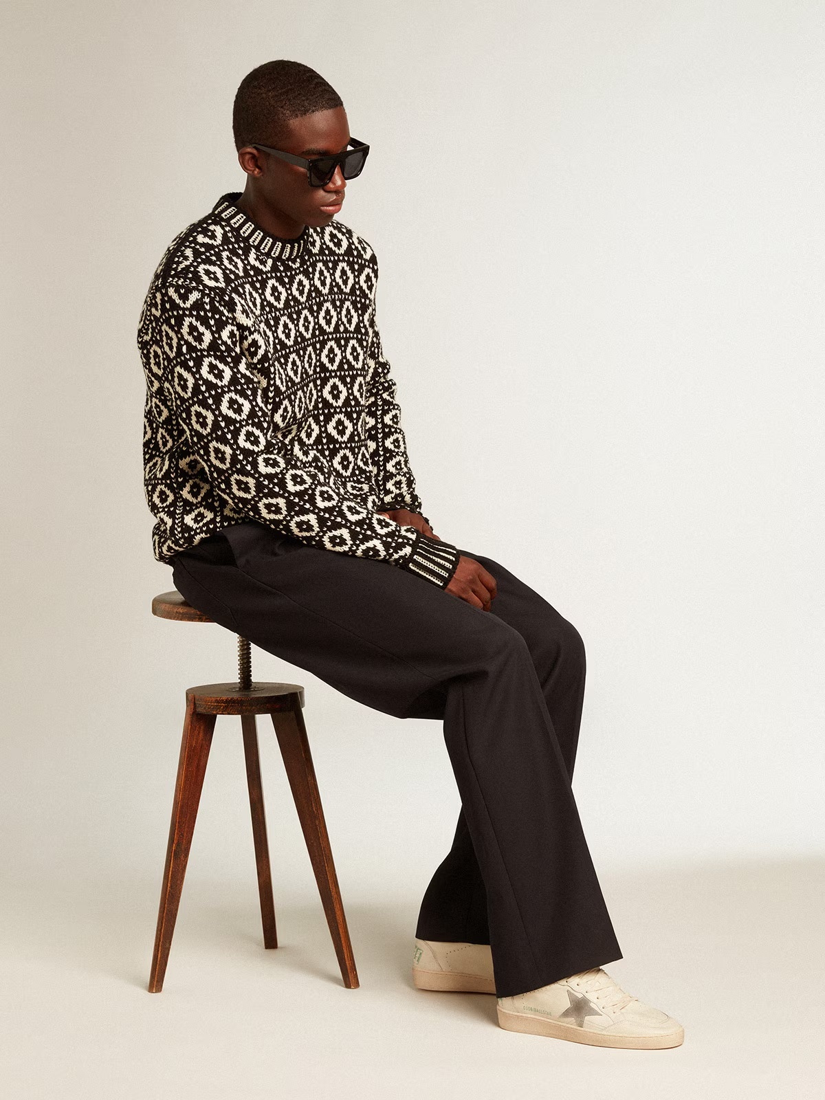 Golden Goose GGDB Ball Star in nappa leather with gray suede star and heel tab