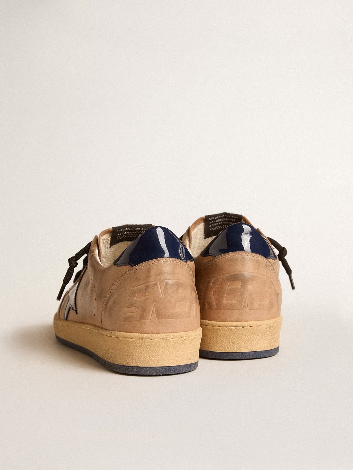 Golden Goose GGDB Ball Star in beige leather with blue patent leather star and heel tab