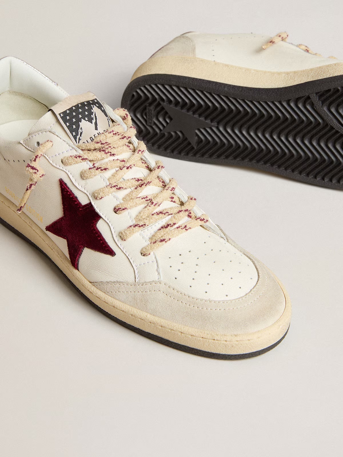 Golden Goose GGDB Men's Ball Star Mountain LTD in leather with burgundy velvet star