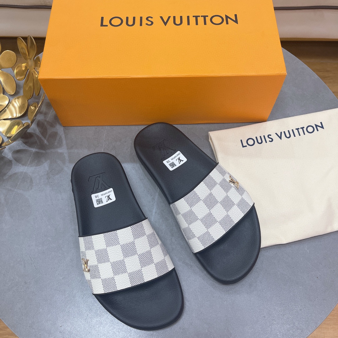 Louis Vuitton LV Rubber Fashion Plaid Flip-flops Slide Sandal (Replica)