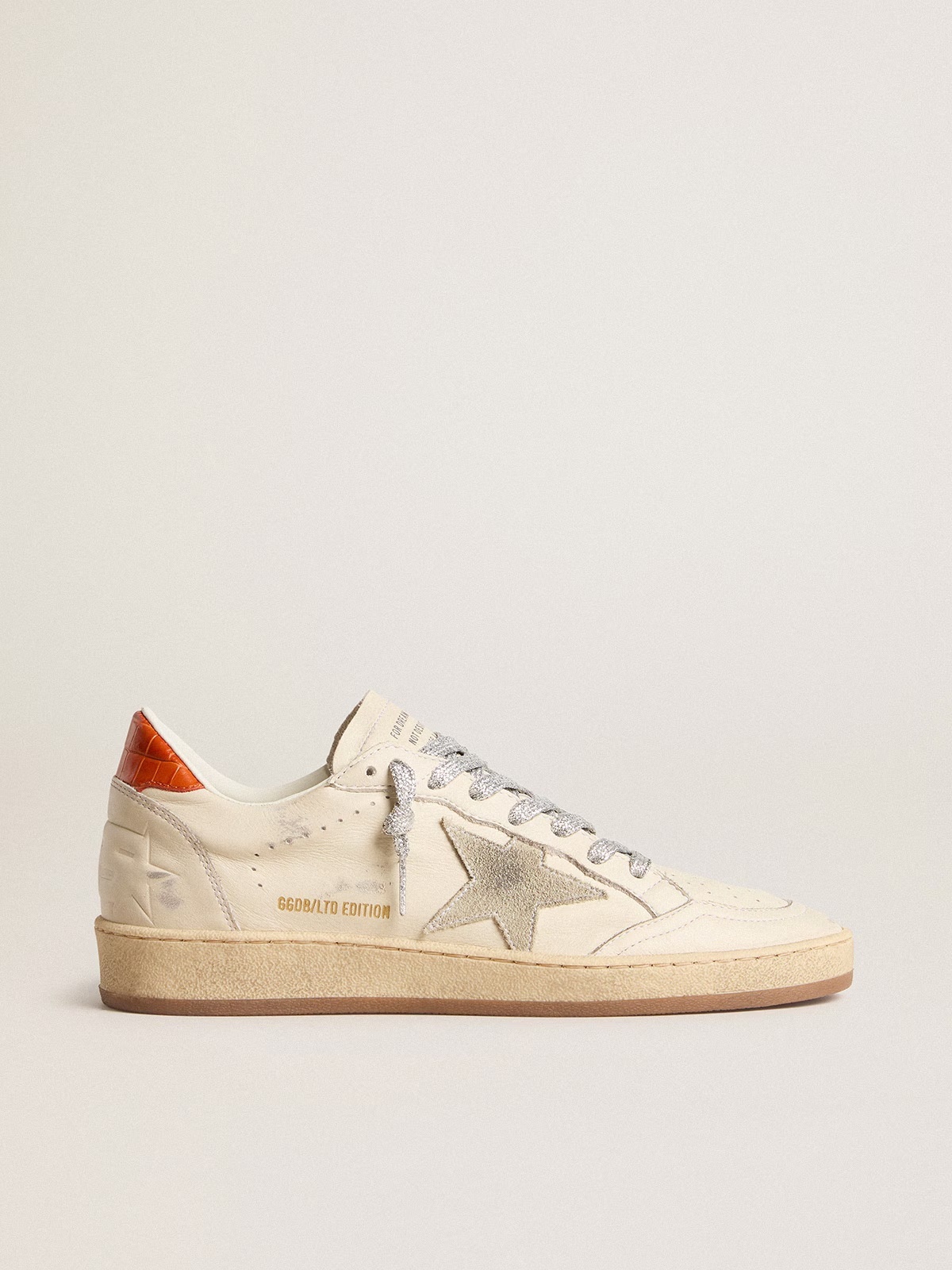 Golden Goose GGDB Ball Star LTD with ice-gray suede star and orange heel tab