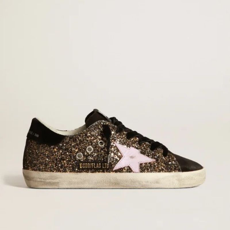 Golden Goose GGDB Super-Star sneakers in glitter with red leather star