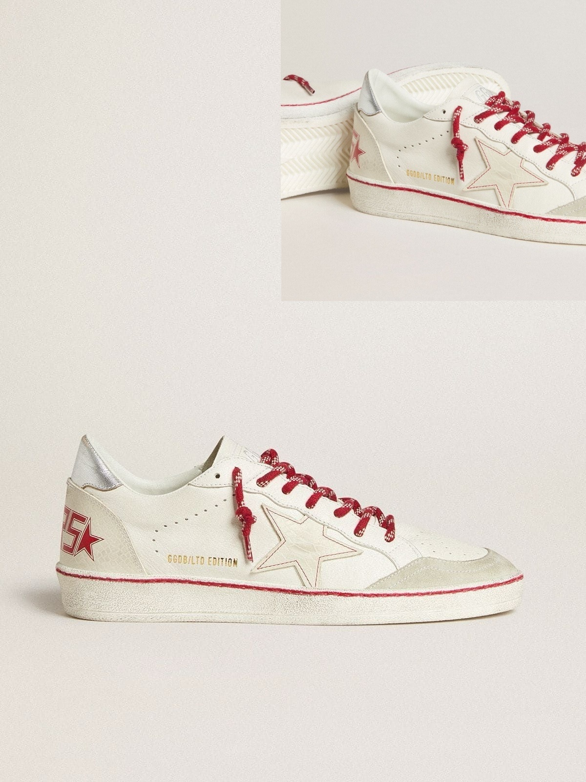 Golden Goose GGDB Men's Ball Star LTD CNY in white leather with a lived-in effect