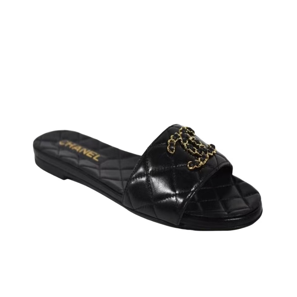 Chanel Lambskin Fashion Flat Sandals Slide(Replica)
