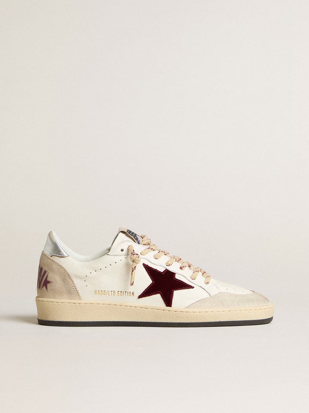 Golden Goose GGDB Men's Ball Star Mountain LTD in leather with burgundy velvet star