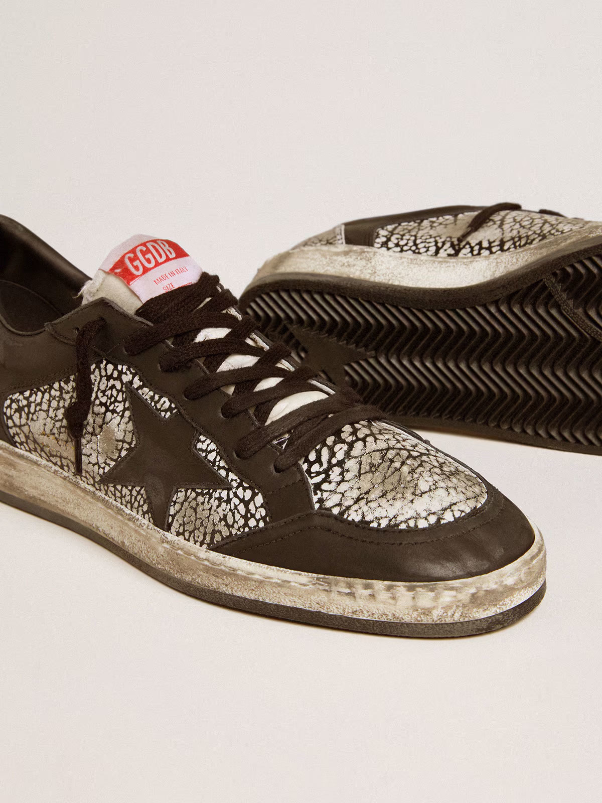 Golden Goose GGDB Men's Ball Star in elephant-print leather with black leather star