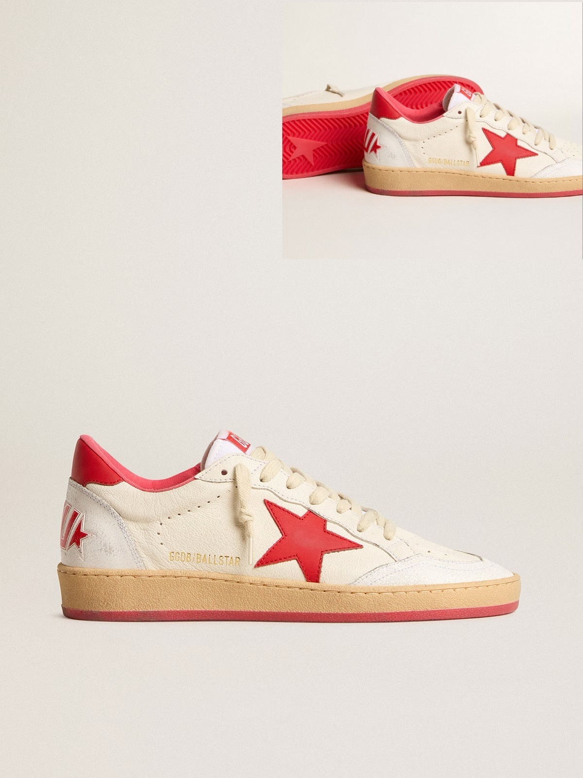Golden Goose GGDB Women's Ball Star Wishes in white leather with a red star and heel tab