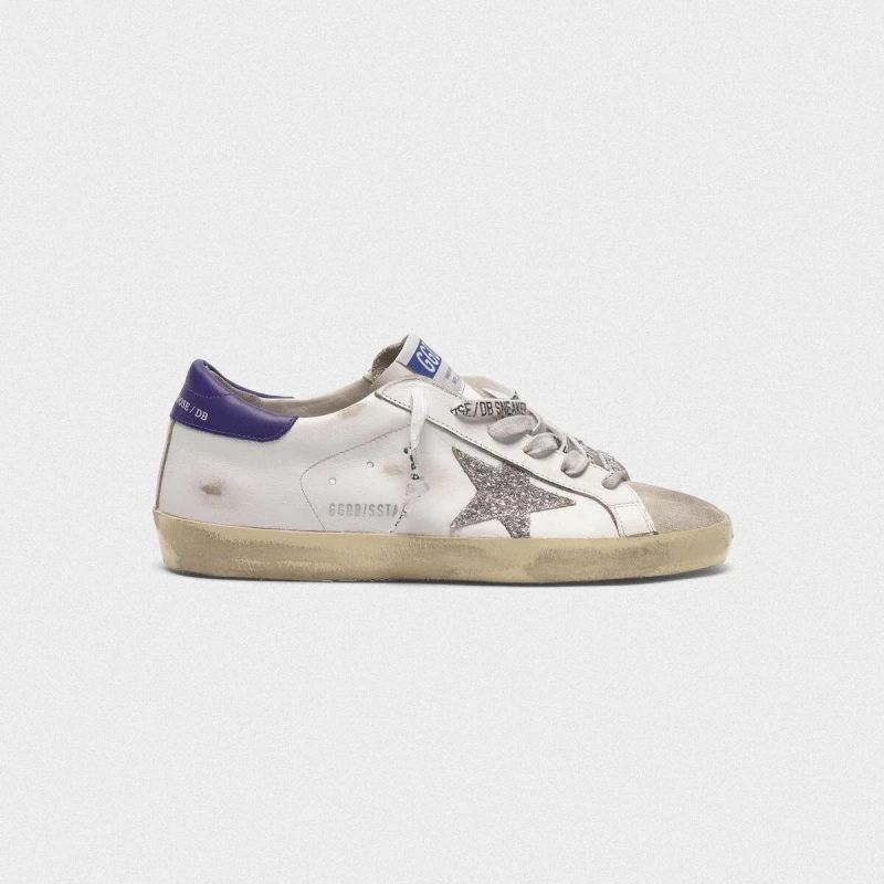 Golden Goose GGDB Super-Star sneakers in leather with glittery star purple
