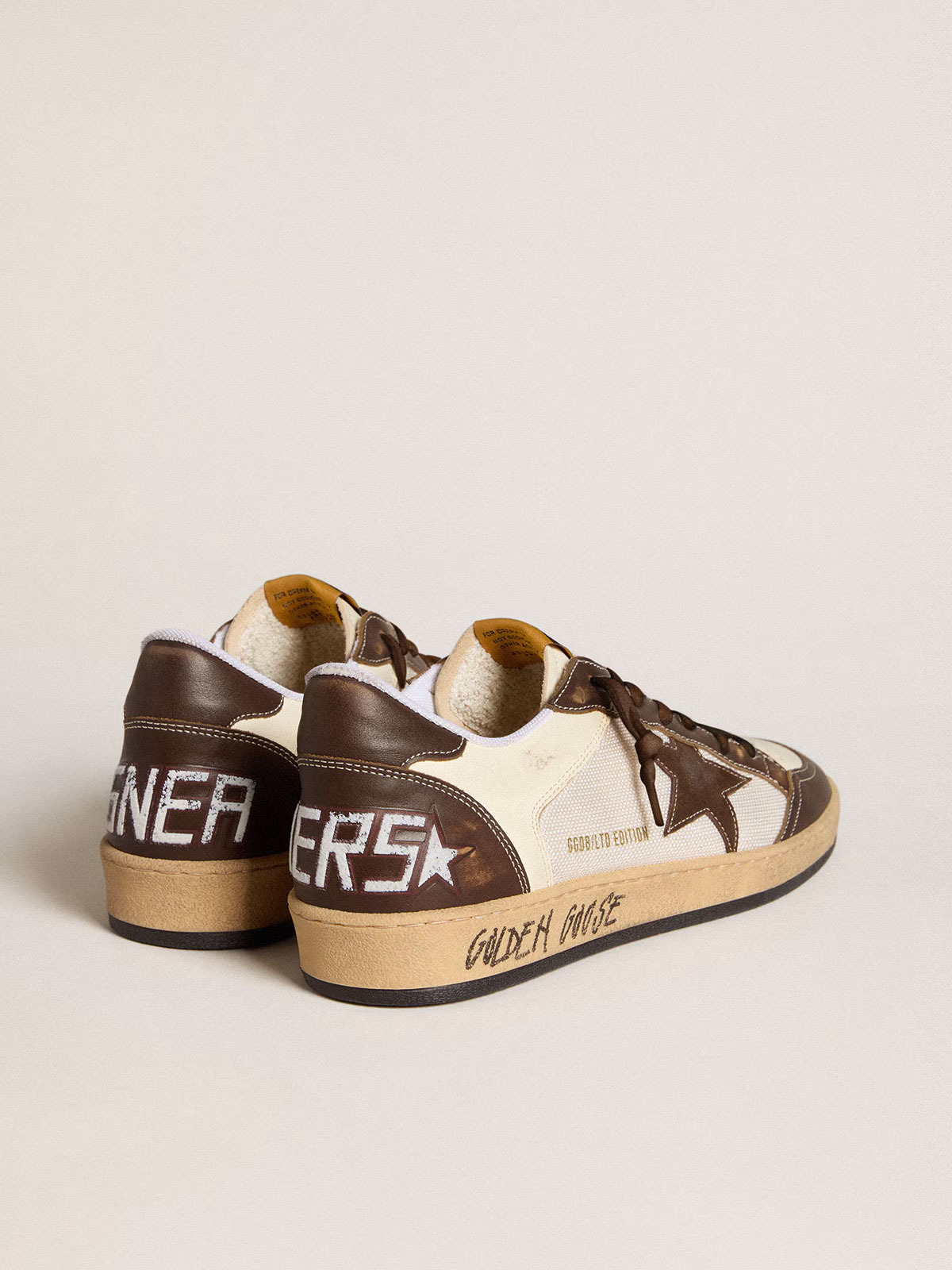 Golden Goose GGDB Men's Ball Star in nappa and mesh with suede star and brown leather inserts