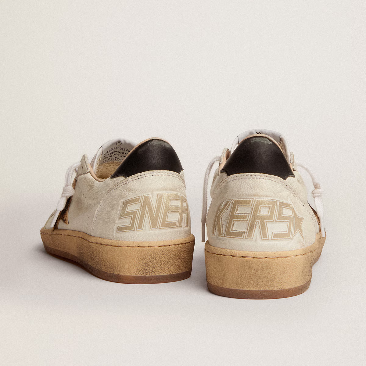 Golden Goose GGDB Women's Ball Star with leopard print pony skin star and black heel tab