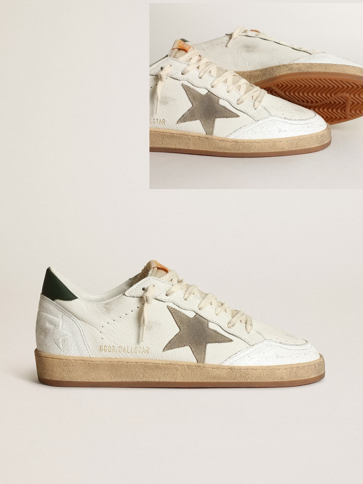 Golden Goose GGDB Men's Ball Star in white nappa with dove gray suede star