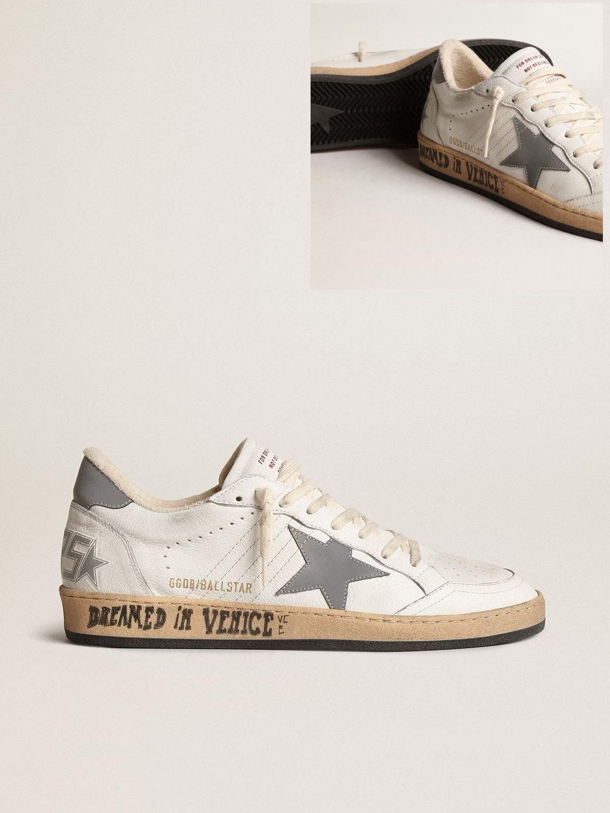 Golden Goose GGDB Ball Star in nappa with gray reflective nylon star and heel tab