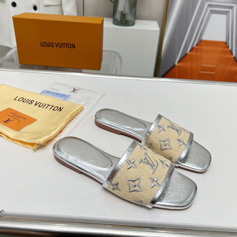 Louis Vuitton LV Fabric Flat Flip-flops Slide Sandal (Replica)