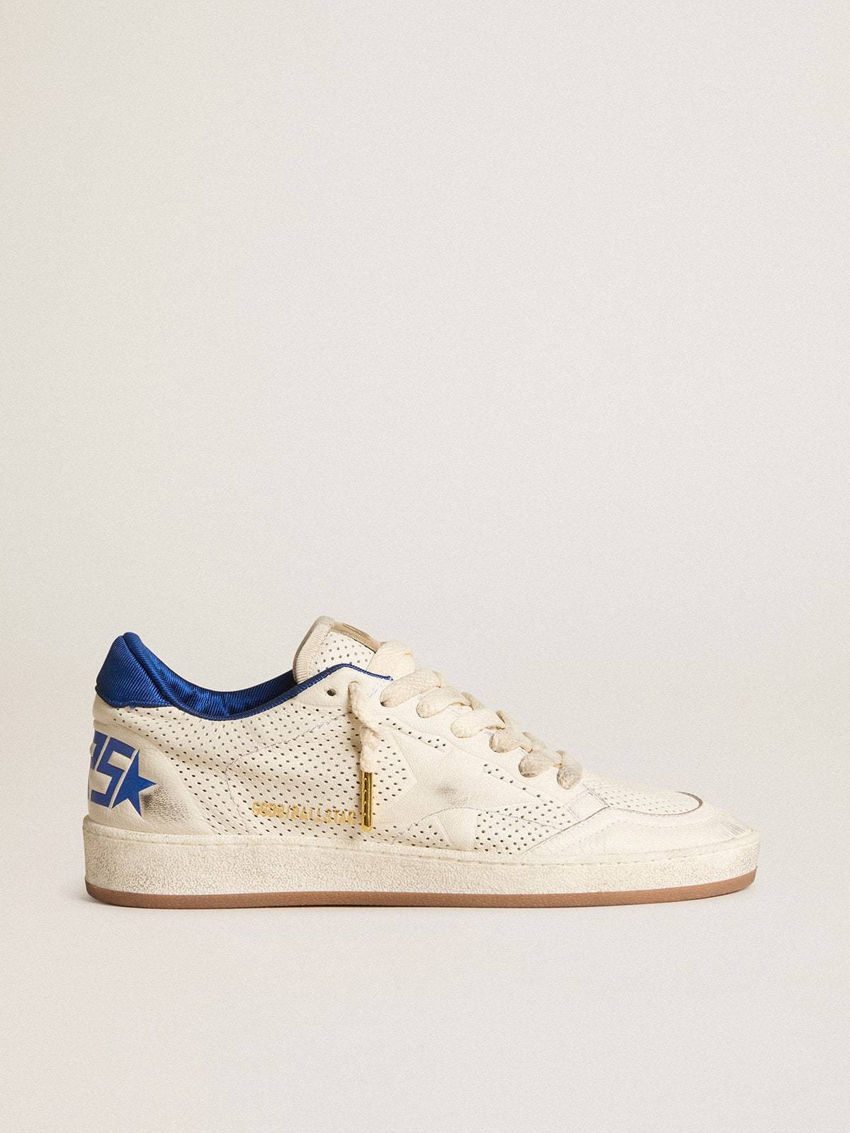 Golden Goose GGDB Ball Star in perforated nappa with white star and blue nylon heel tab